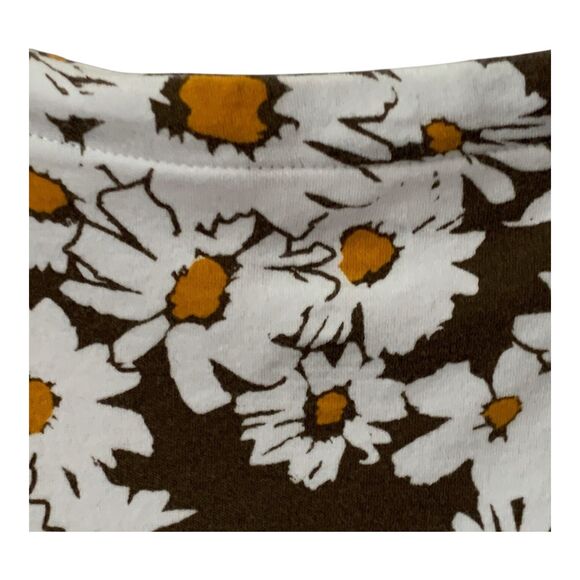 Croft and Barrow Blouse XL Brown White Daisy Print Cotton 3/4 Sleeve T-Shirt - Picture 3 of 8